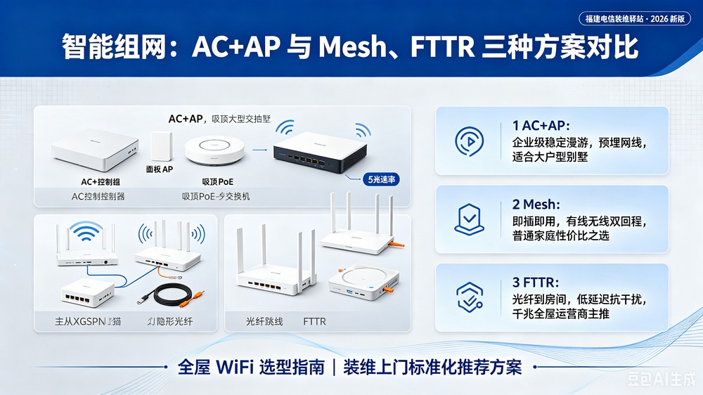智能组网:AC+AP、Mesh与全光组网三种方案对比-爱尚往